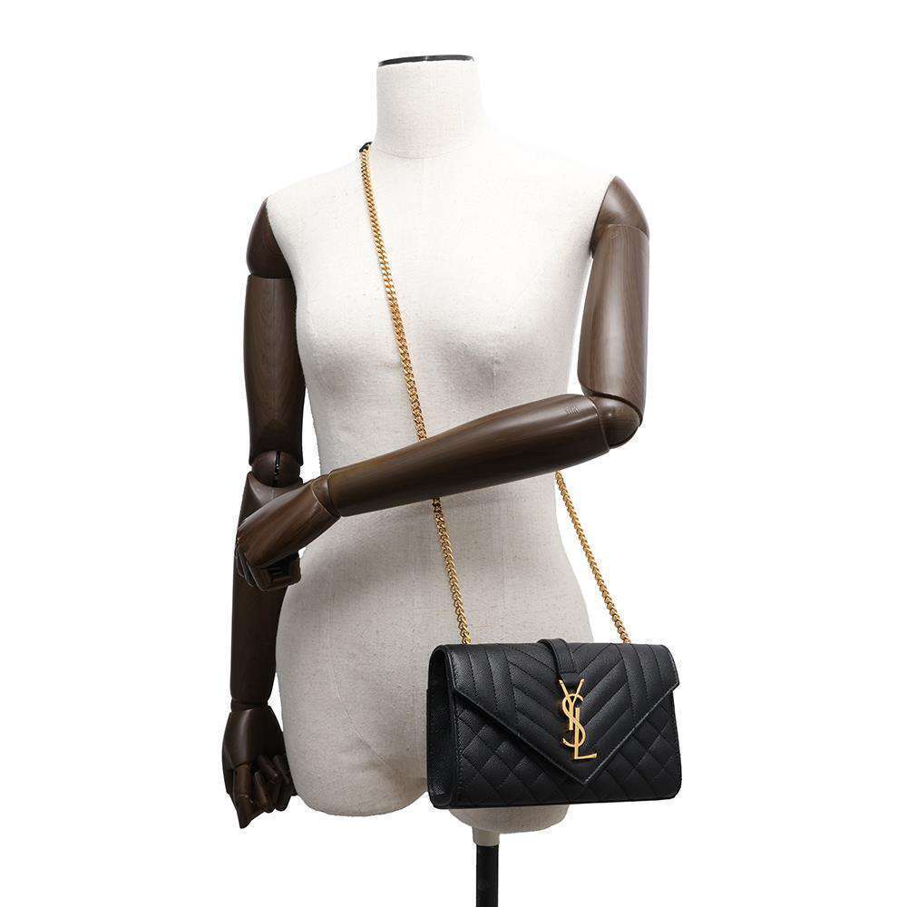 Saint Laurent Paris Chain Shoulder Bag Envelope Black - Picture 4 of 9